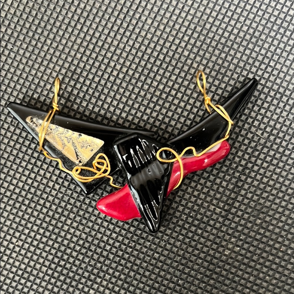Abstract Black, Red and Gold Pendant